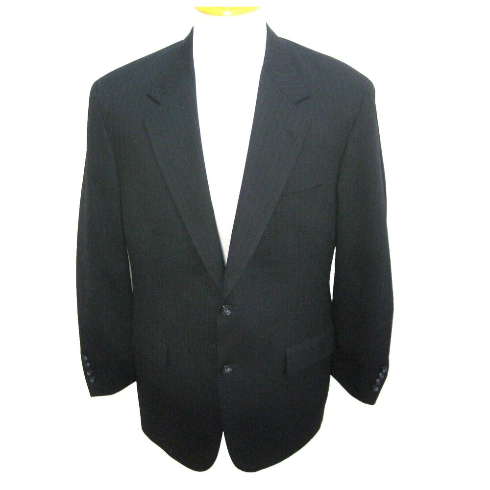 Vintage SOCIETY Mens (40R) Navy Blue 2 Button Wool Sport Coat Blazer Suit Jacket